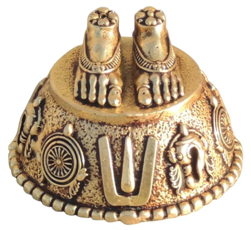 Brass Pooja Accessory for Pooja (Charan Paduka), 1.2 inch