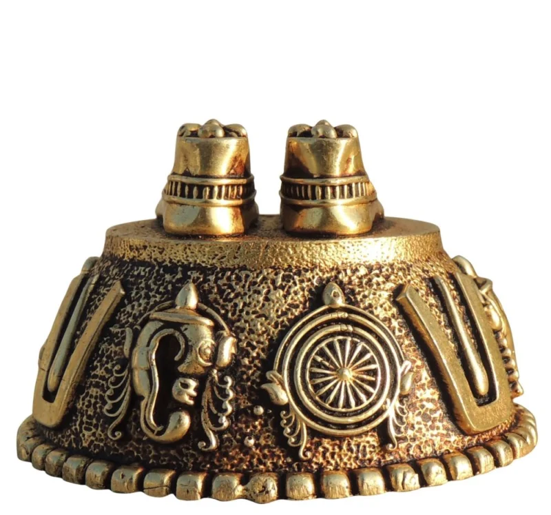 Brass Pooja Accessory for Pooja (Charan Paduka), 2 inch
