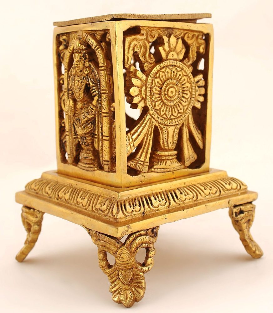 Brass Chowki for Pooja (Bajot), 4.7 inch, brass, Vedikcraft Moradabad
