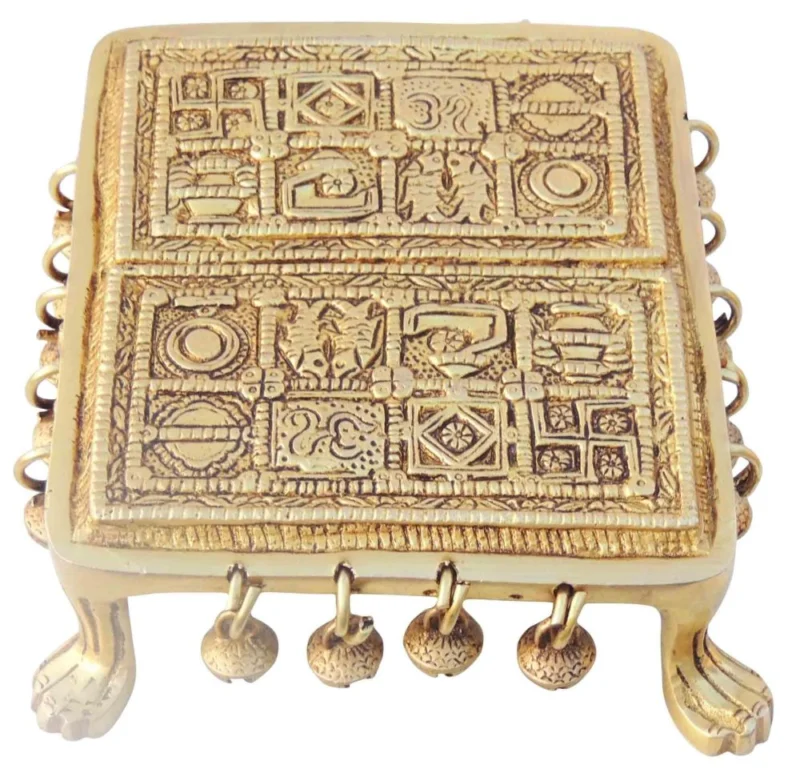 Brass Chowki for Pooja (Bajot), 7 inch