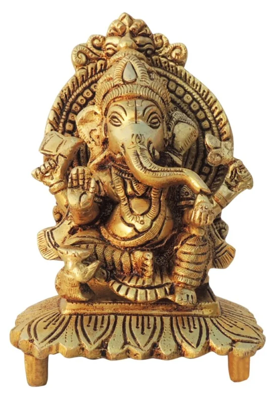 Ganesh Ji Idol in Brass, with Chowki
