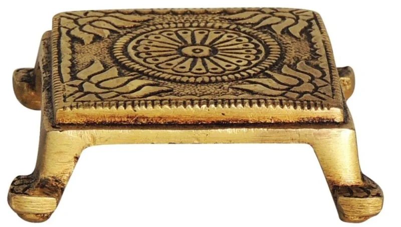 Brass Chowki for Pooja (Bajot), 2.2 inch