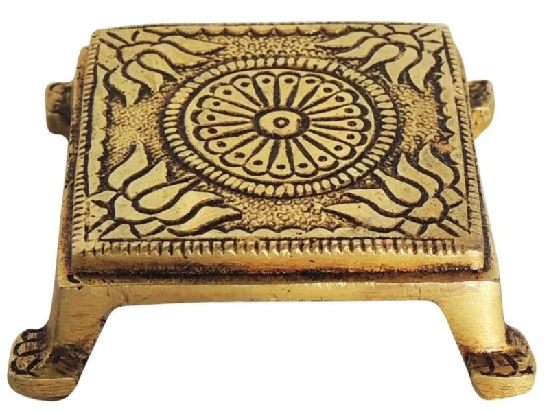 Brass Chowki for Pooja (Bajot), 2.2 inch
