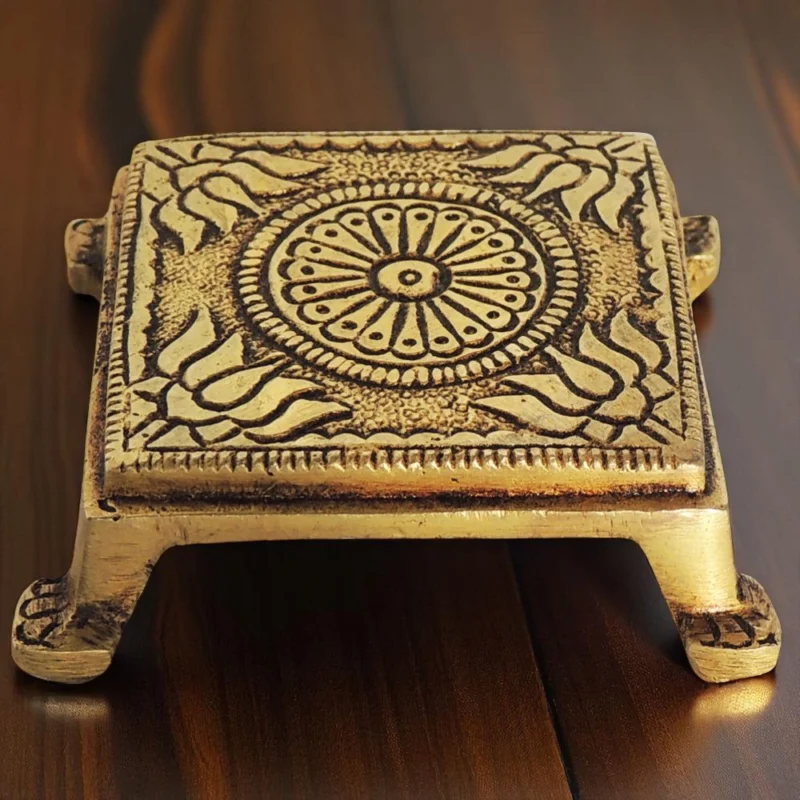 Brass Chowki for Pooja (Bajot), 2.2 inch