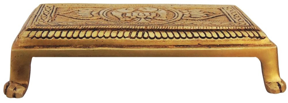 Brass Chowki for Pooja (Bajot), 6 inch, brass, Vedikcraft Moradabad
