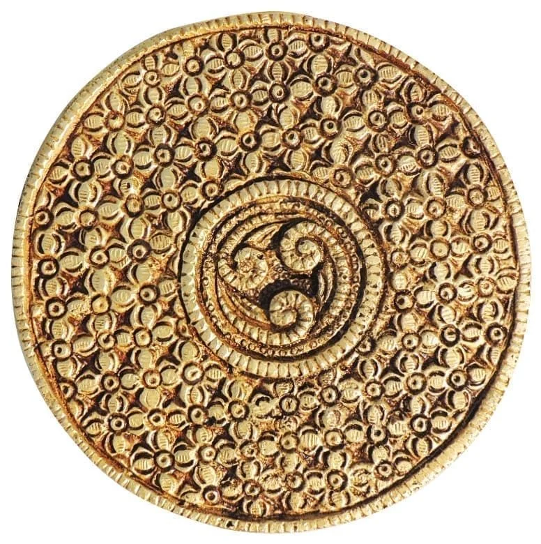 Brass Chowki for Pooja (Bajot) (Round), 5 inch