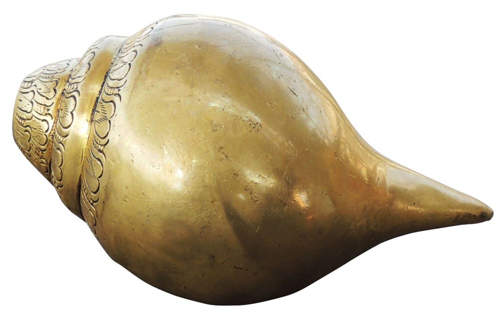 Brass Shankh for Pooja (Sound), 3.5 inch, brass, Vedikcraft Moradabad