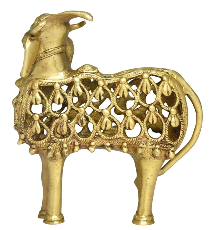 Brass Cow Showpiece (Caf), 8 inch