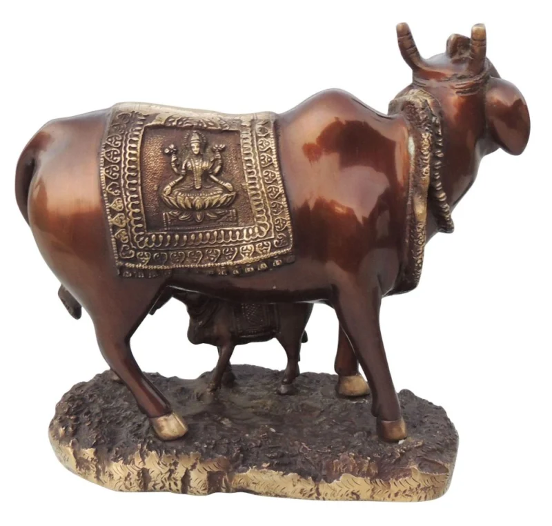 Brass Cow Showpiece, 10 inch