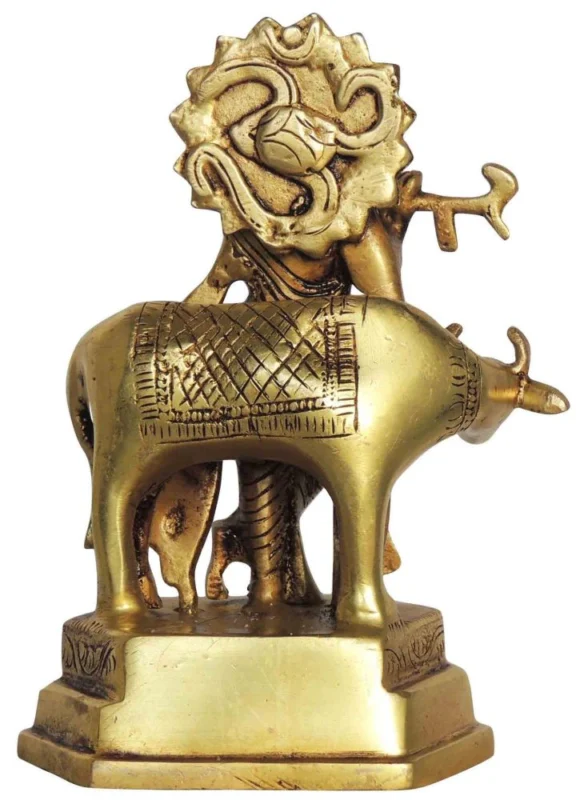 Krishna Ji with Flute Idol in Brass, 6.6 inch