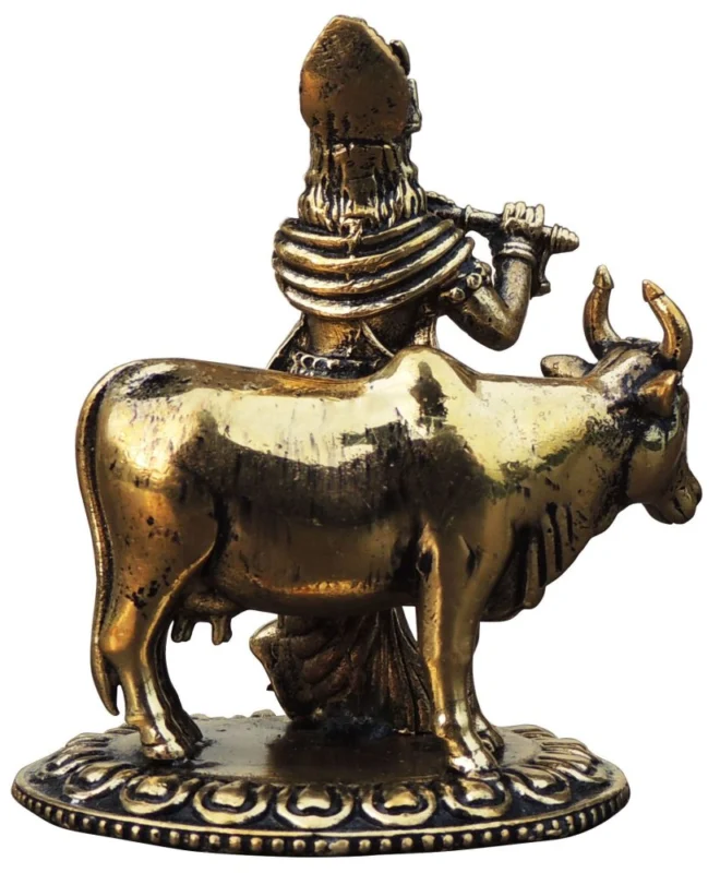 Krishna Ji with Flute Idol in Brass, 3 inch, design BS1753-C