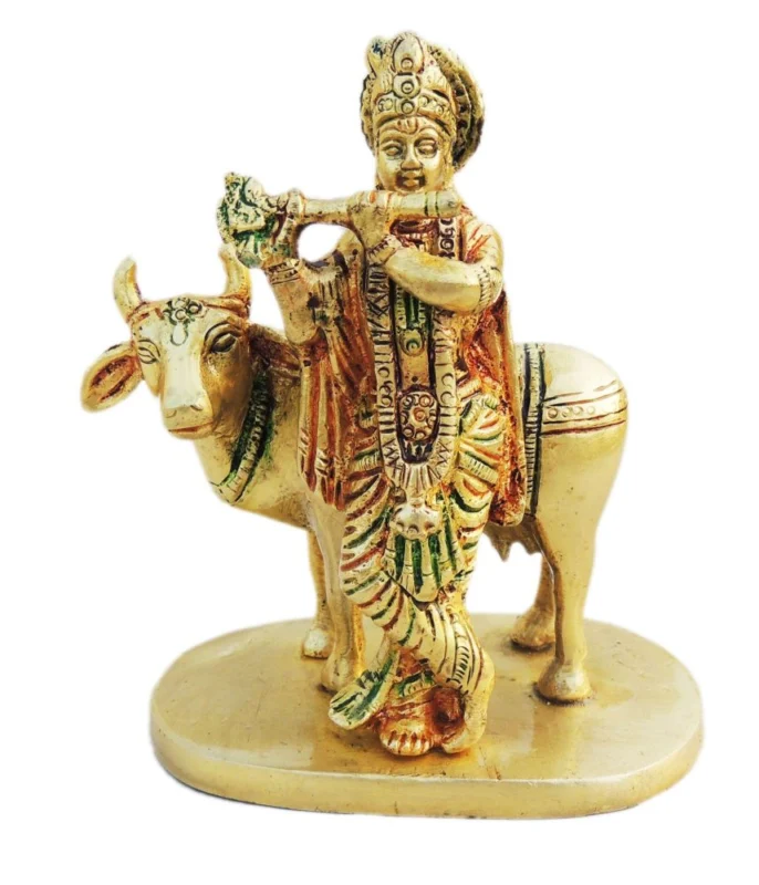 Krishna Ji with Flute Idol in Brass, 0.7 inch