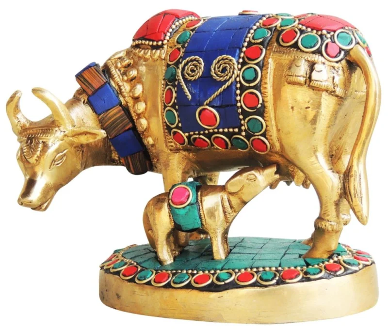 Brass Cow Showpiece, 4 inch