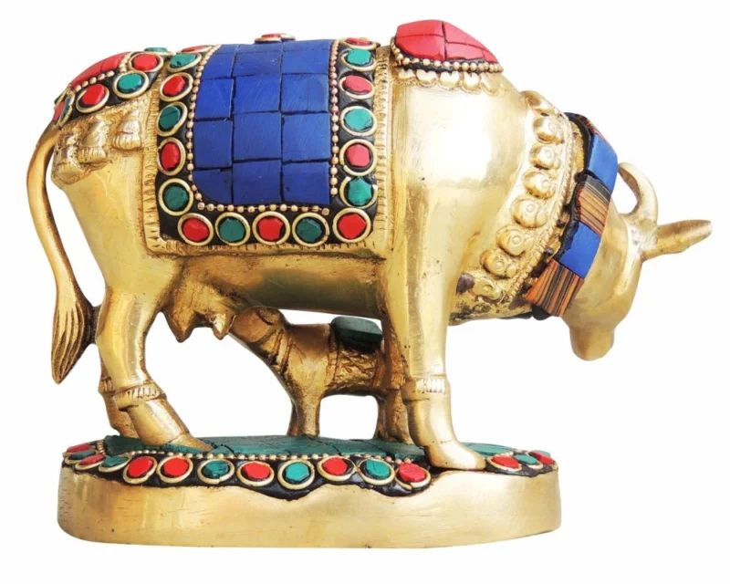 Brass Cow Showpiece, 4 inch