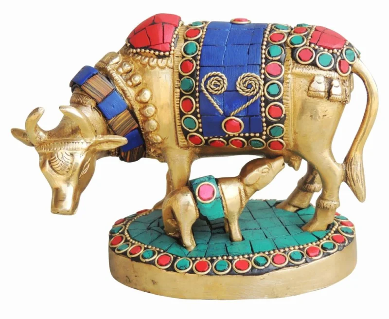 Brass Cow Showpiece, 4 inch