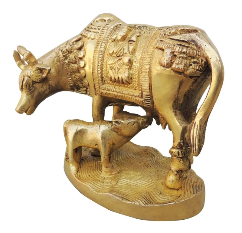 Brass Cow Showpiece, 3.6 inch