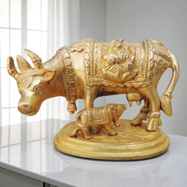 Brass Cow Showpiece, 3 inch, brass, Vedikcraft Moradabad