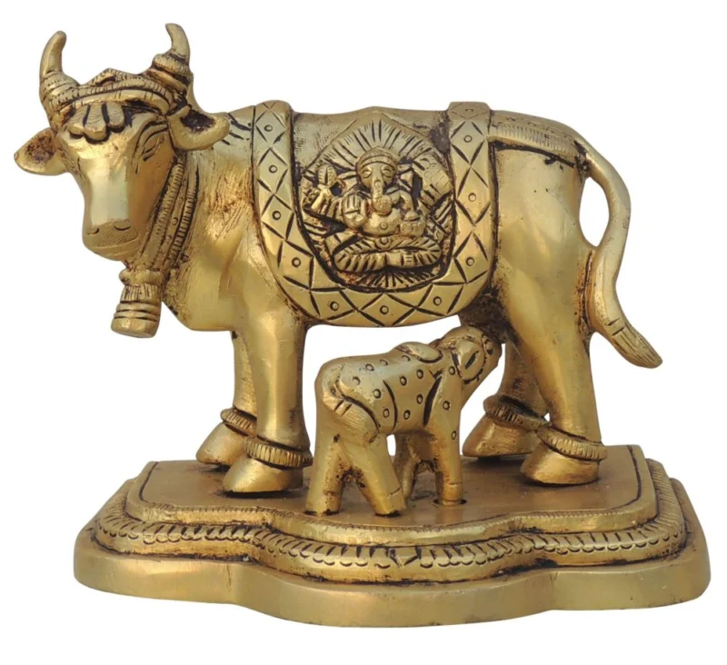 Brass Cow with Calf Showpiece, 1.8 kg