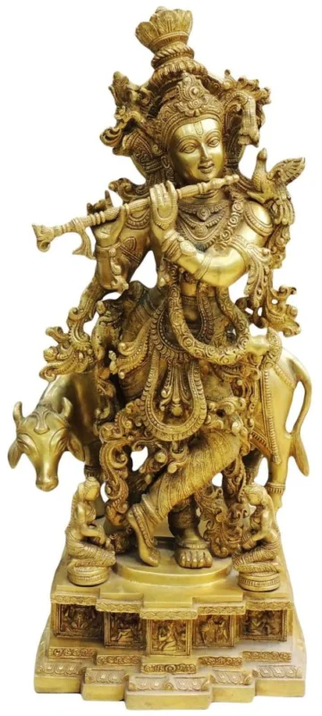 Krishna Ji with Flute Idol in Brass, 28 inch, 34 kg