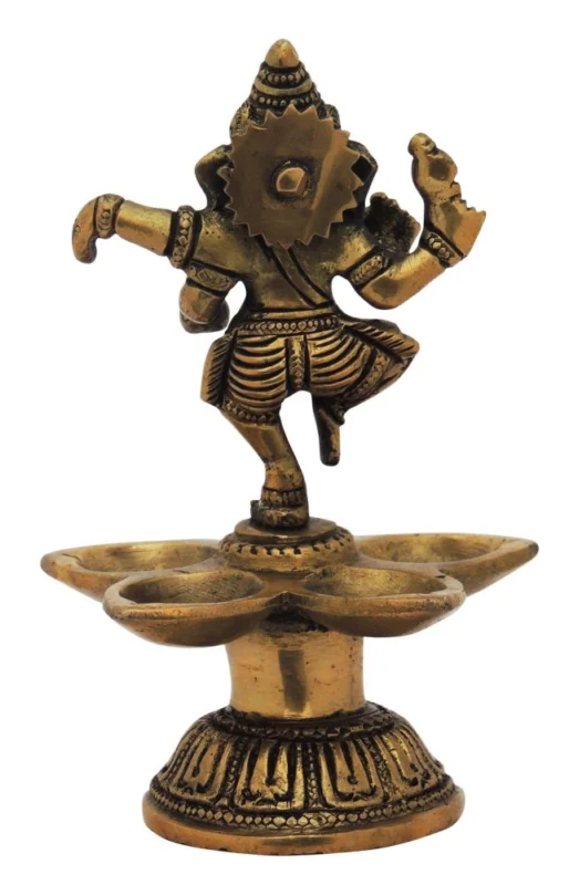 Ganesh Ji Idol in Brass, Dancing (Ganesha), 5.2 inch