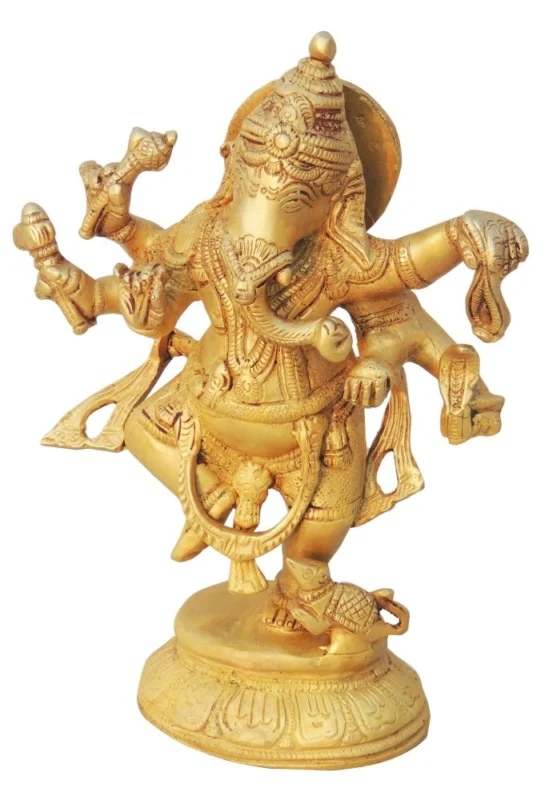 Ganesh Ji Idol in Brass, Dancing (Ganesha), 0.6 inch