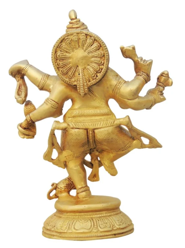 Ganesh Ji Idol in Brass, Dancing (Ganesha), 0.6 inch
