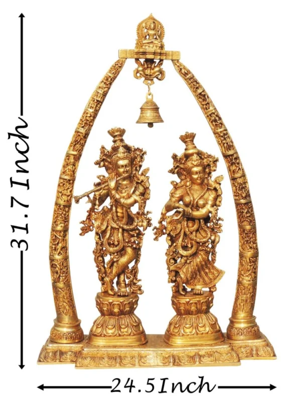Radha Krishna Idol in Brass (Darbar), 31.7 inch, 60 kg