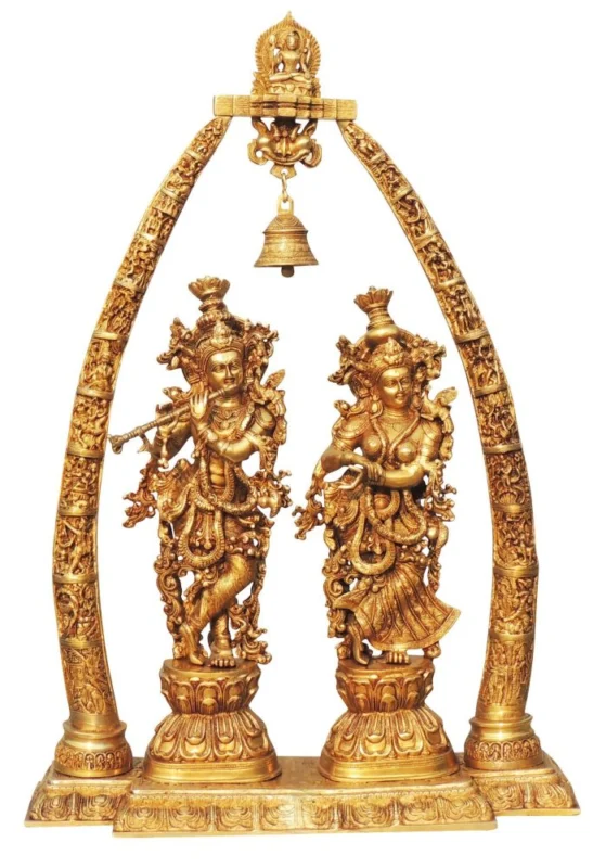 Radha Krishna Idol in Brass (Darbar), 31.7 inch, 60 kg