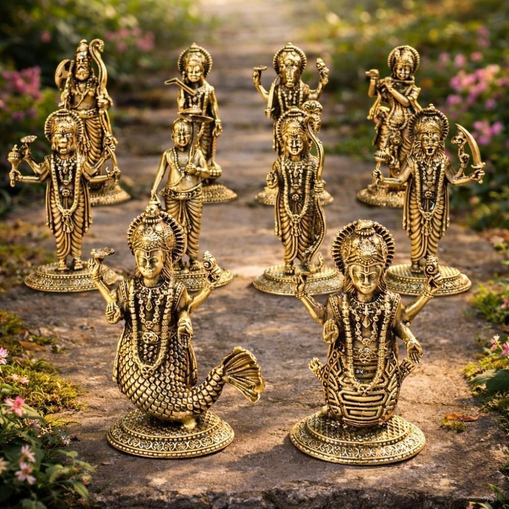 Deity Idol in Brass (Das Avatar), 3.6 inch, brass, Vedikcraft Moradabad