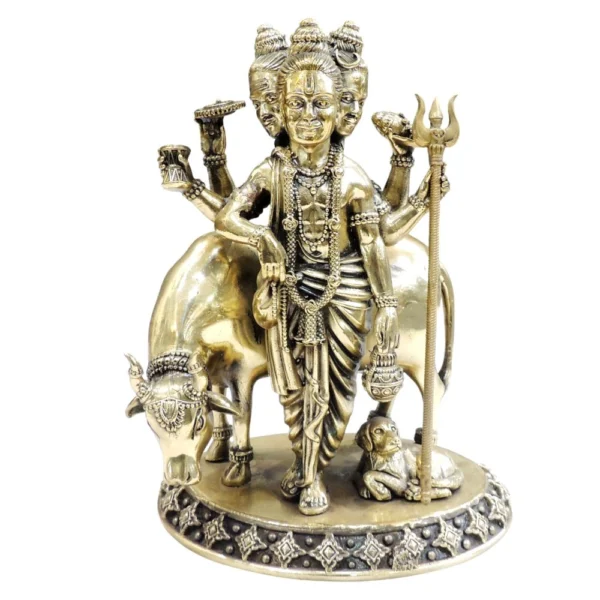 Dattatreya Idol in Brass, 8 inch, brass, Vedikcraft Moradabad