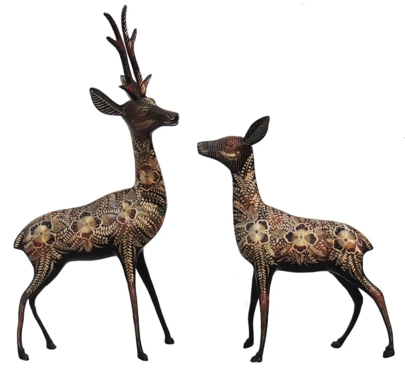 Brass Deer Showpiece Pair, 21 inch