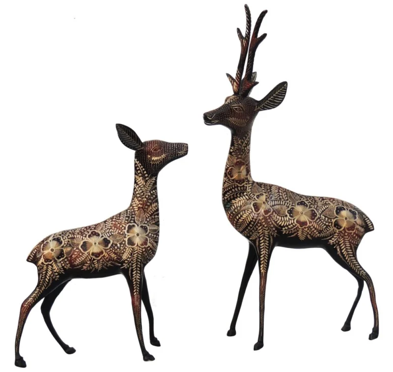 Brass Deer Showpiece Pair, 21 inch – for Living Room and Entrance