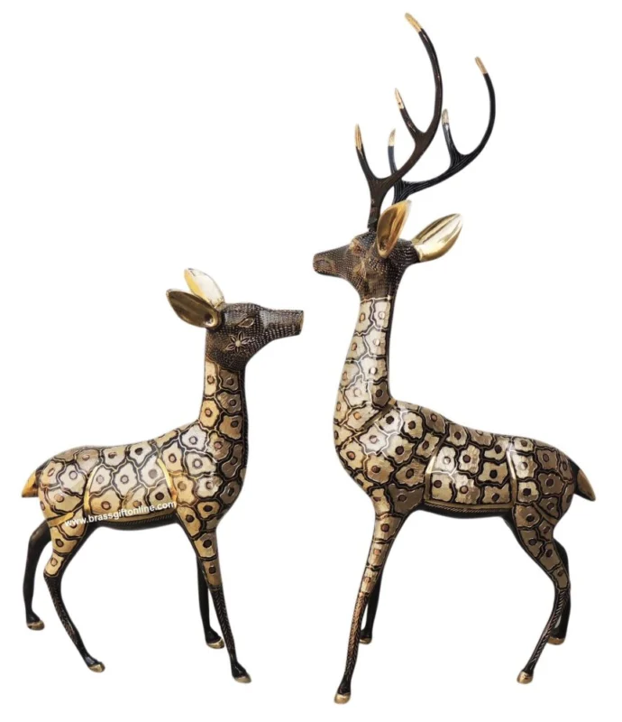 Brass Deer Showpiece Pair, 28 inch – for Living Room and Entrance