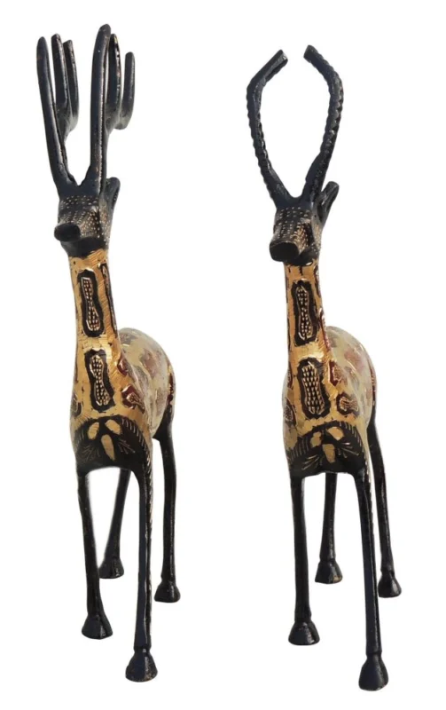 Brass Deer Showpiece Pair, 9.5 inch – for Table Décor