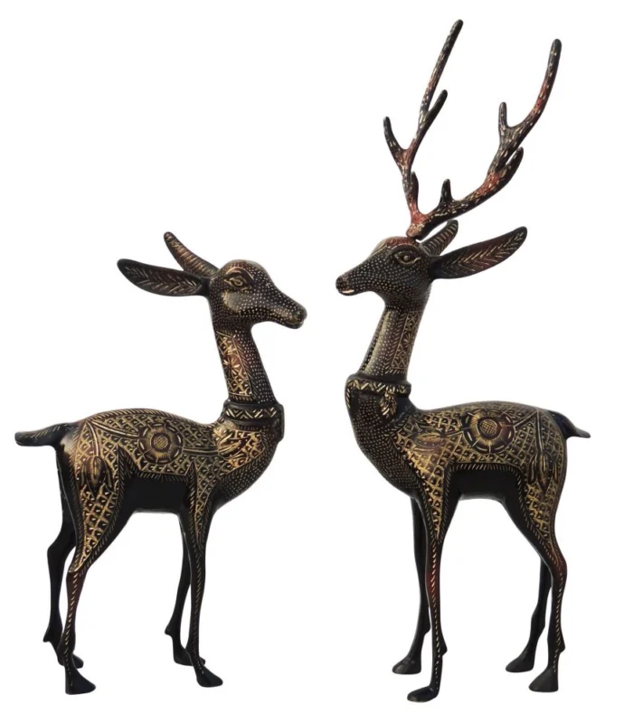 Brass Deer Showpiece Pair, 20.5 inch, 5.1 kg