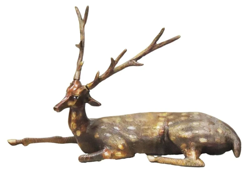 Brass Deer Showpiece, 13 inch – for Living Room and Entrance