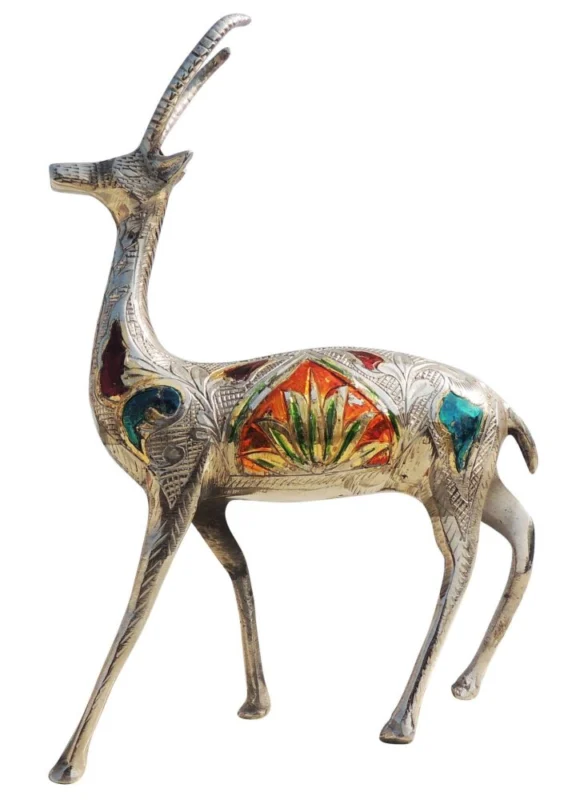 Brass Deer Showpiece, 9.5 inch