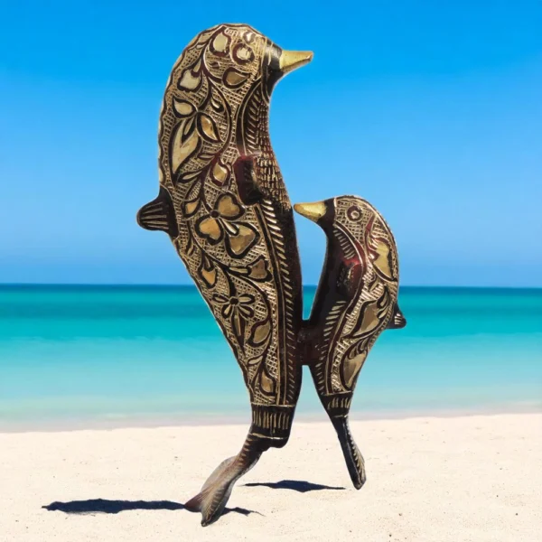 Brass Fish Showpiece (Dolphin), 8.2 inch, brass, Vedikcraft Moradabad