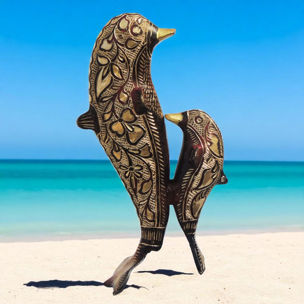Brass Fish Showpiece (Dolphin), 8.2 inch, brass, Vedikcraft Moradabad