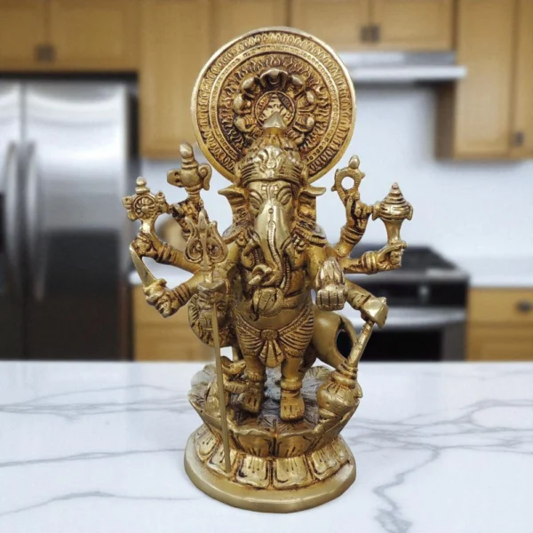 Ganesh Ji Idol in Brass (Drishti), 9.2 inch, brass, Vedikcraft Moradabad