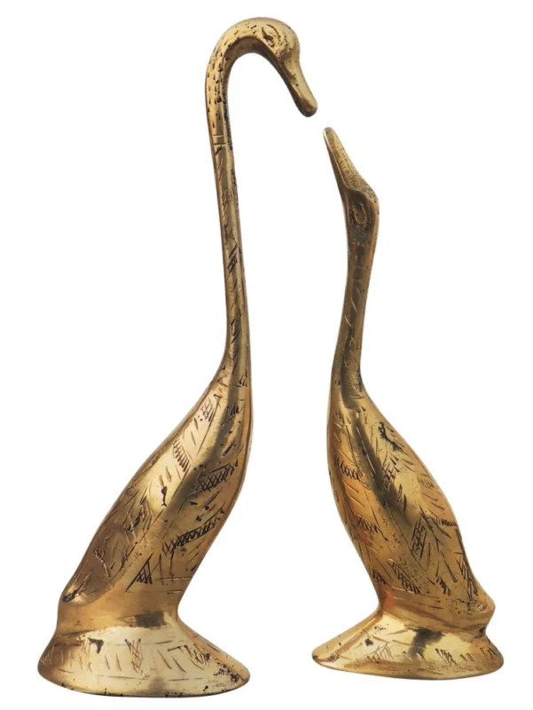 Brass Duck Showpiece Pair, 7.6 inch – for Table Décor
