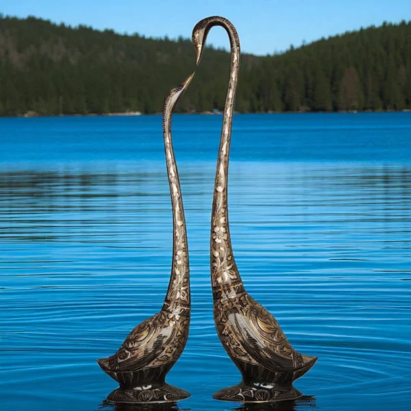 Brass Duck Showpiece Pair (Medium), 30.7 inch, brass, Vedikcraft Moradabad