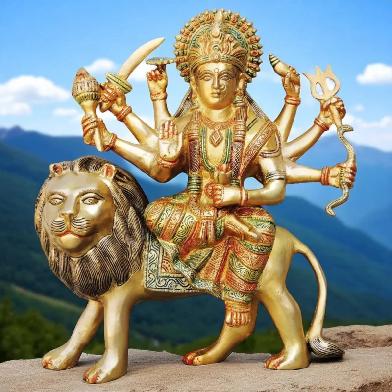 Durga Maa Idol in Brass, 12.3 inch – for Pooja Room