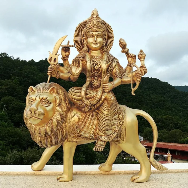Durga Maa Idol in Brass, 17 inch – for Temple and Entrance
