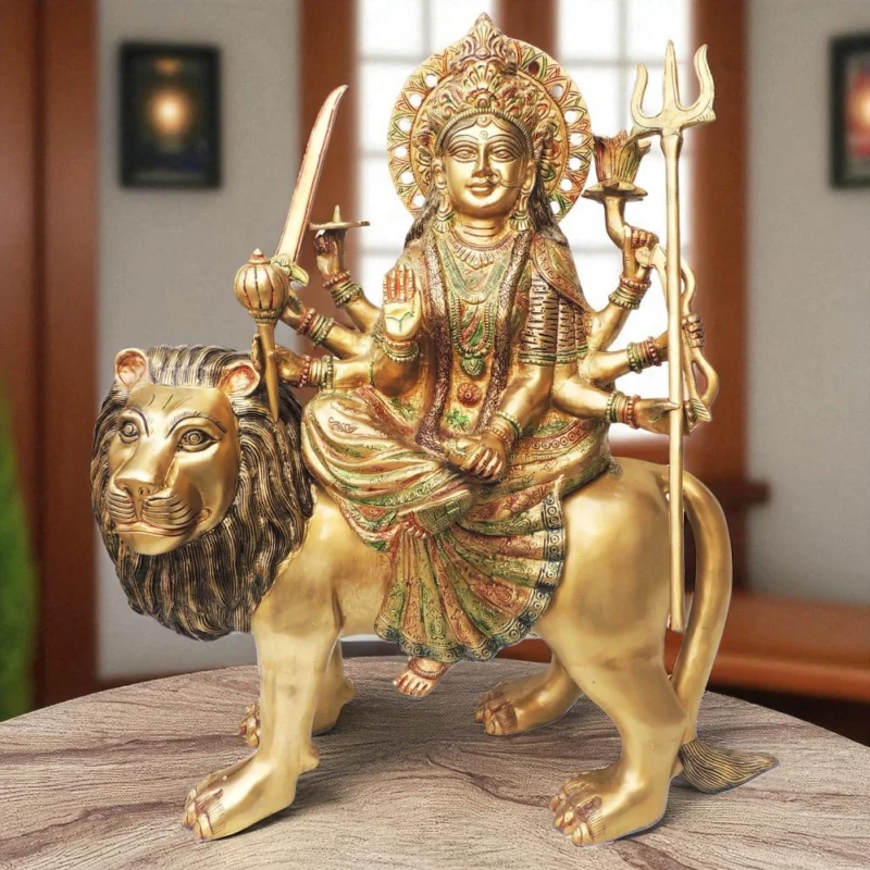 Durga Maa Idol in Brass, 22.5 inch – for Temple and Entrance
