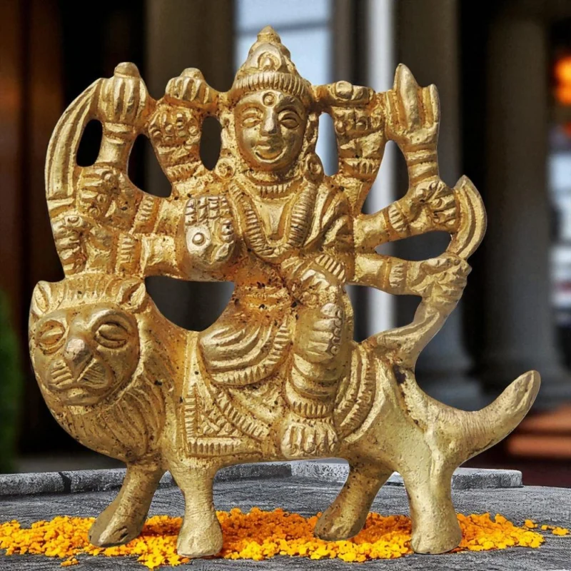 Durga Maa Idol in Brass, 2.3 inch, 110 g – for Desk and Car