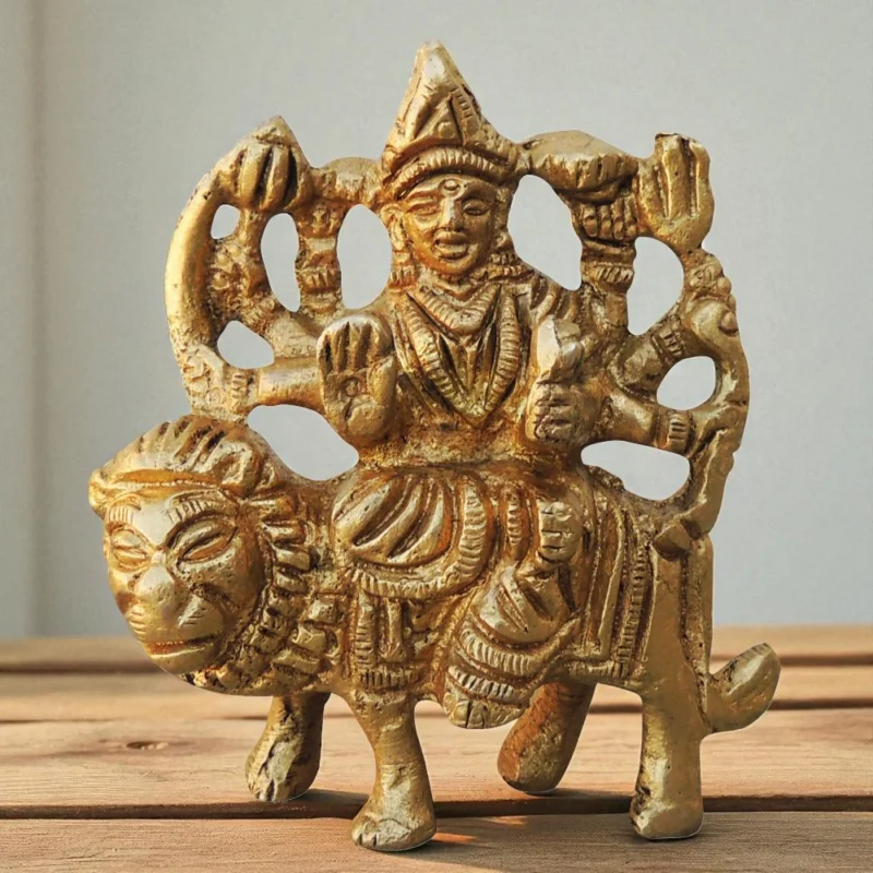 Durga Maa Idol in Brass, 2.3 inch, 130 g – for Desk and Car