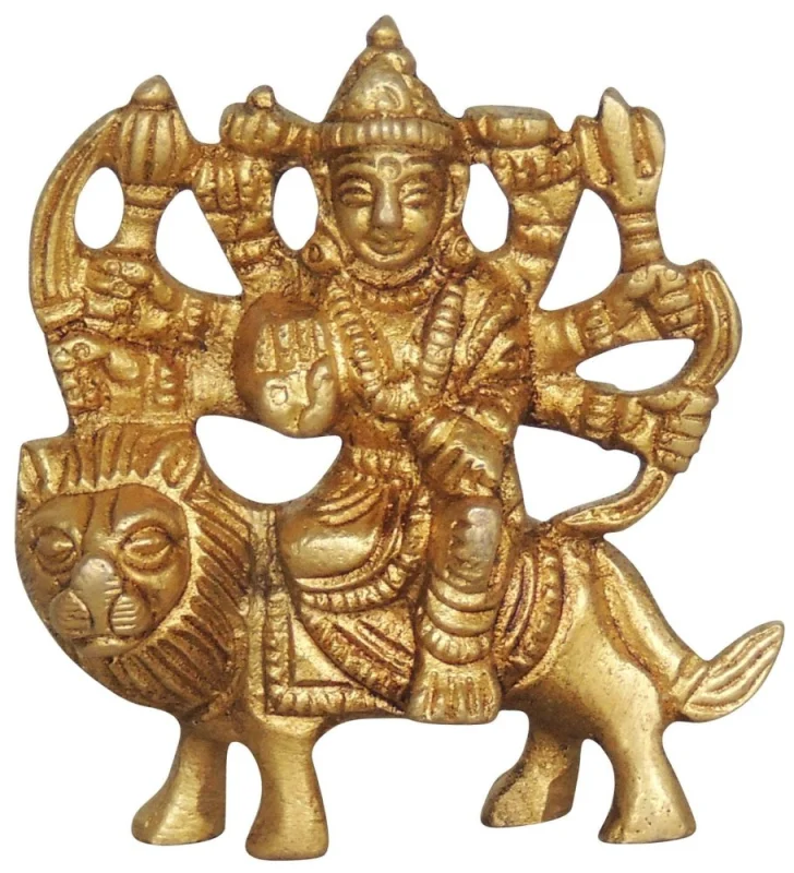 Durga Maa Idol in Brass, 2.1 inch