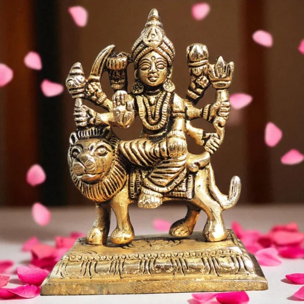 Durga Maa Idol in Brass, 4.5 inch, brass, Vedikcraft Moradabad