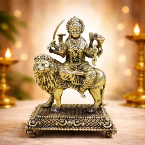 Durga Maa Idol in Brass, 4.7 inch, brass, Vedikcraft Moradabad